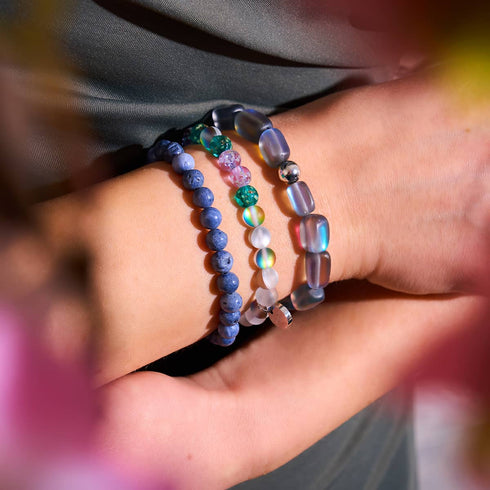 Jeansblau x Silber | Abalone-Armband